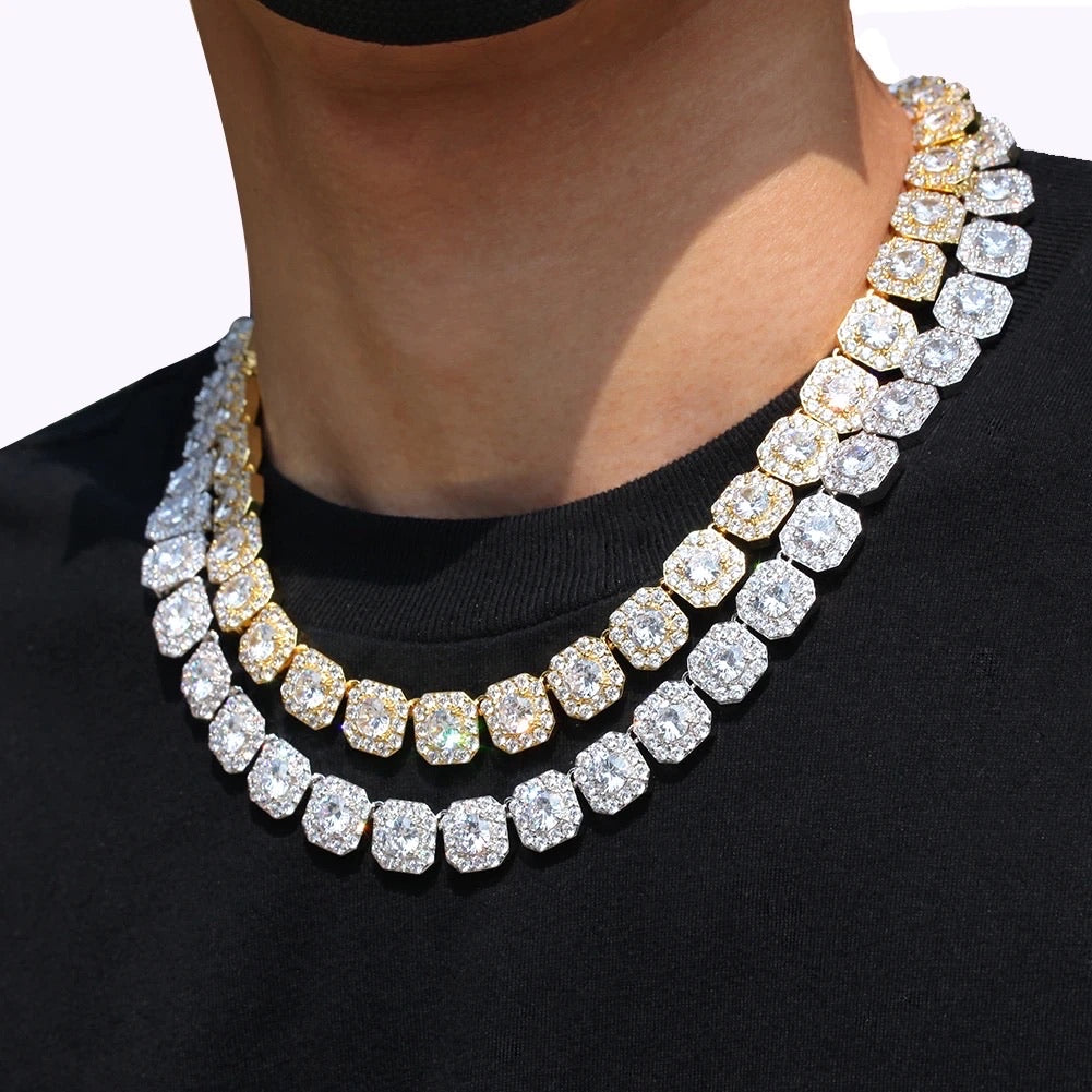 Cluster Diamonds Tennis Necklace (Unisex)