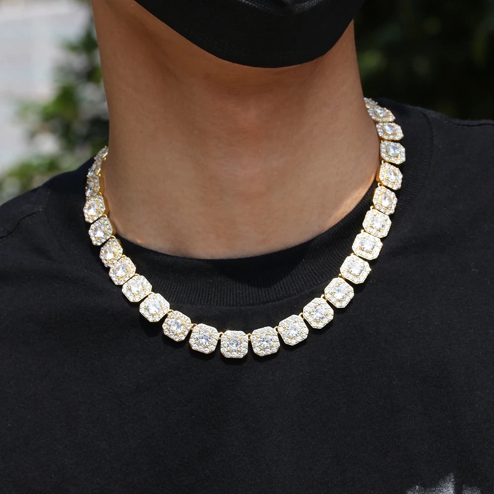 Cluster Diamonds Tennis Necklace (Unisex)
