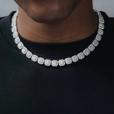 Cluster Diamonds Tennis Necklace (Unisex)