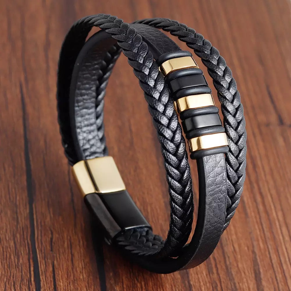 Three Layer Leather Bracelet