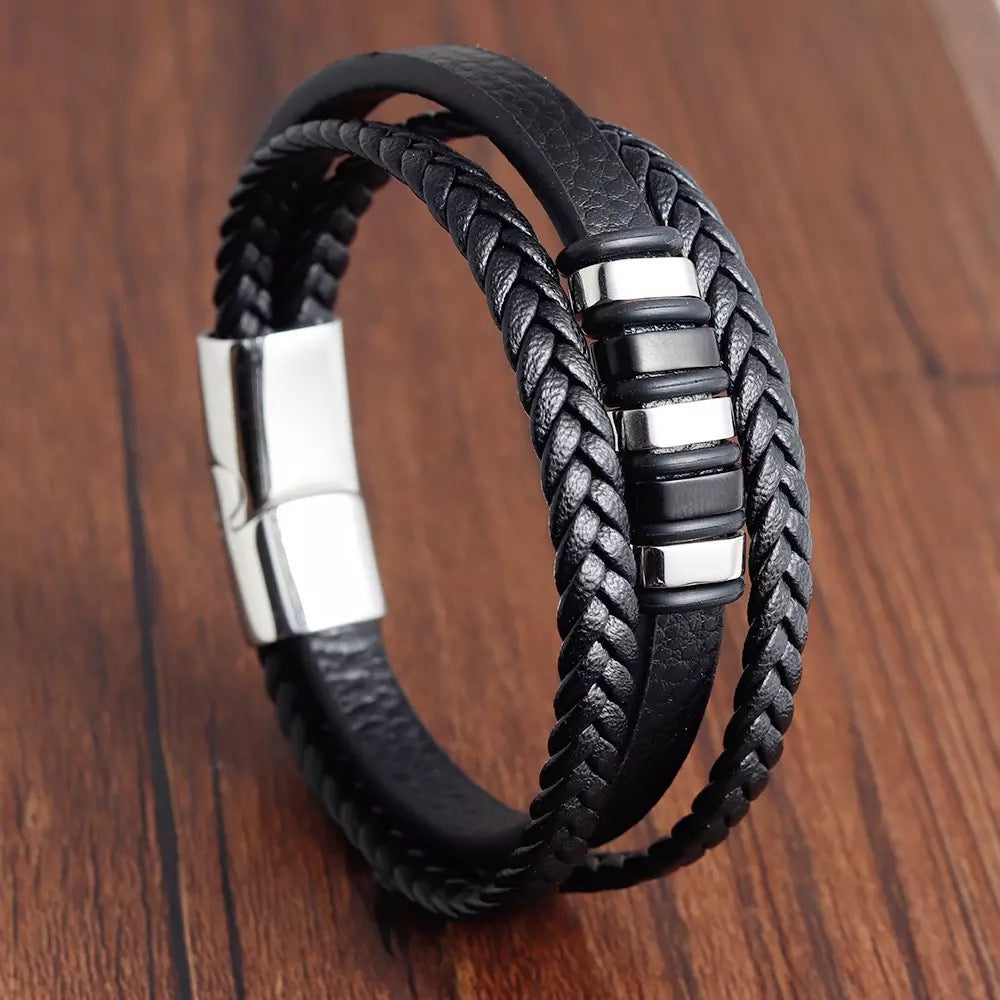 Three Layer Leather Bracelet