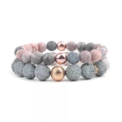 Lava Stone Couples Bead Bracelet