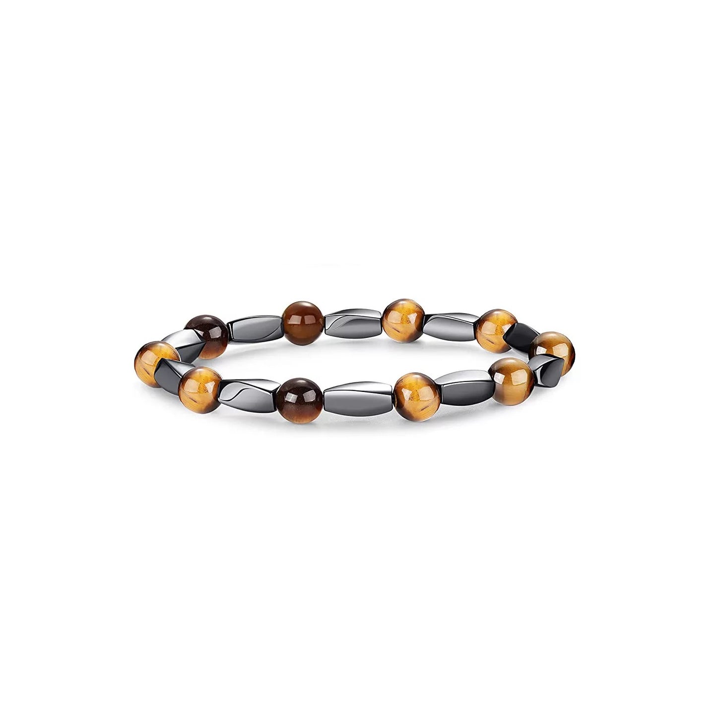 Magnetic Hematite Tiger Eye Bead Bracelet