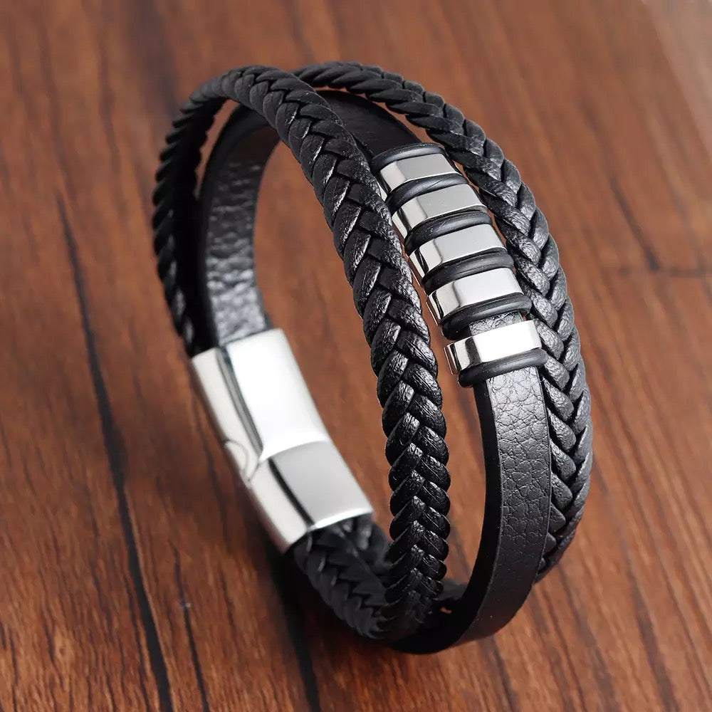 Three Layer Leather Bracelet