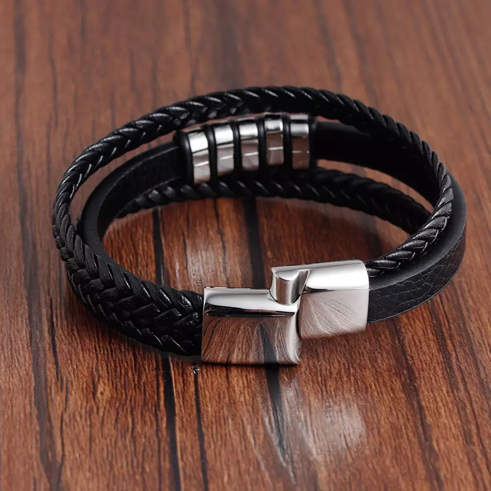 Three Layer Leather Bracelet